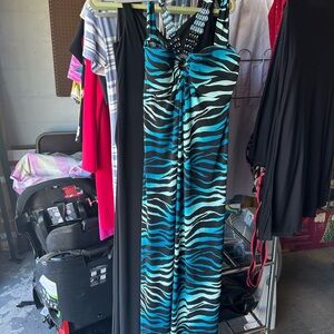Lulu-B Blue and Black Zebra Print Maxi Dress